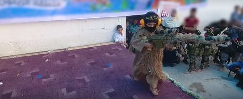 'Armed' Gazan child simulating terrorism at a kindergarten