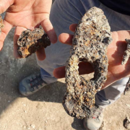 Ancient hammer and nails found at Usha in the Lower Galilee (Eyad Bisharat/Israel Antiquities Authority)