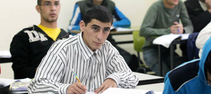 Palestinian students during class in East Jerusalem. (Orel Cohen / Flash90)