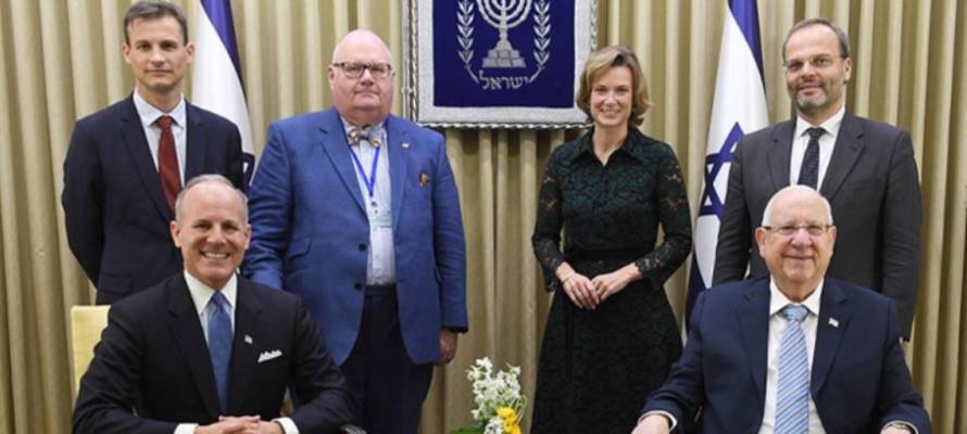 President Rivlin with the special envoys from the US and Europe (GPO/Mark Neiman)