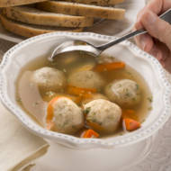 matzoh ball soup and rye bread