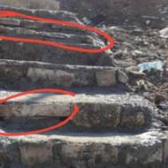 Stairs made from Jewish tombstones from the Mount of Olives found in an Arab village (Twitter)