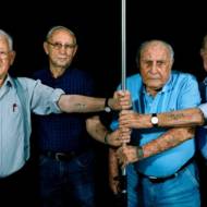 Four survivors from Auschwitz. Samuel (far right) was Adolf Eichmann's prison guard at his trial in Israel.