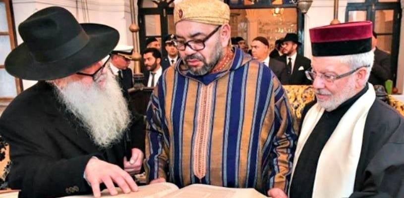 King Mohammed VI center visits synagogue at Bayt Dakira Jewish heritage center (Official handout via Algemeiner)