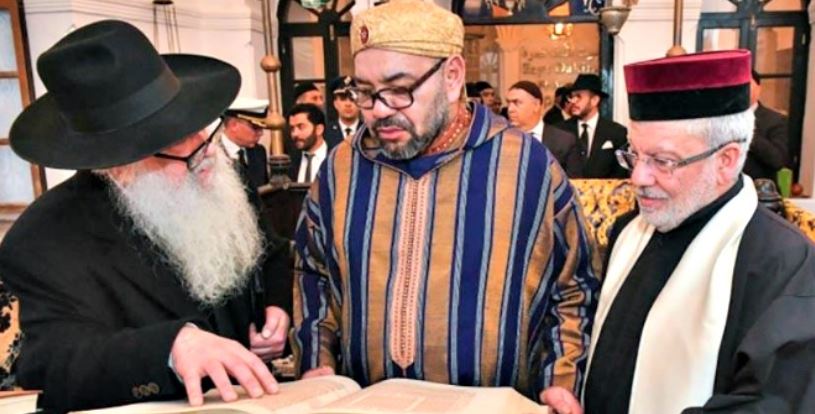 King Mohammed VI center visits synagogue at Bayt Dakira Jewish heritage center (Official handout via Algemeiner)