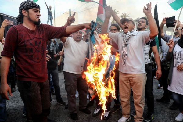 Israeli flag burning