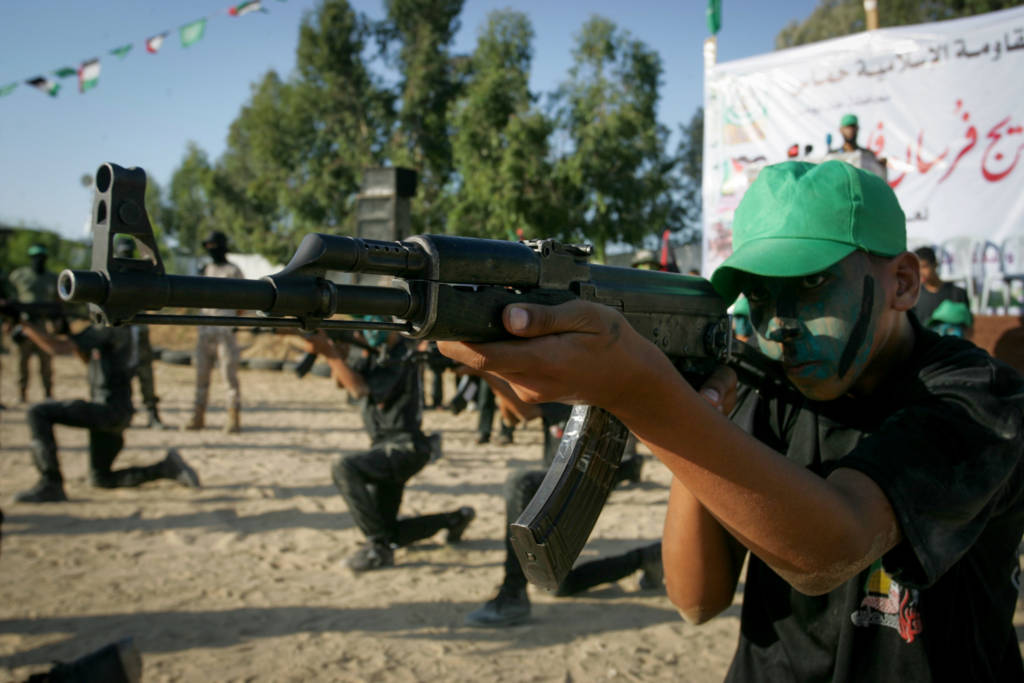 Palestinian child soldier at a Hamas camp.