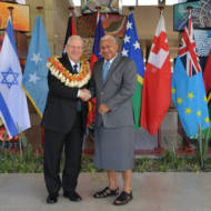 Israeli President Reuven Rivlin with the Prime Minister of Fiji Frank Bainimarama