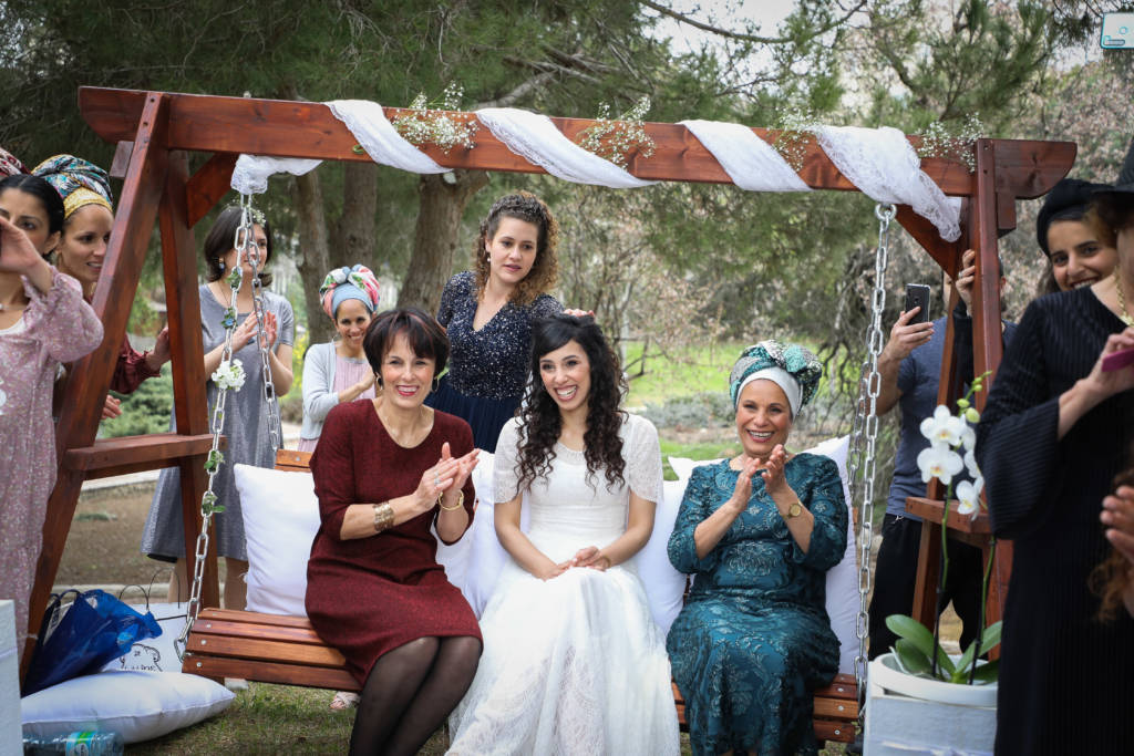 Bride Shiran Habush celebrates her wedding at a public park