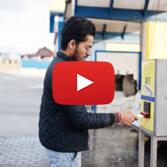 Man using ATM