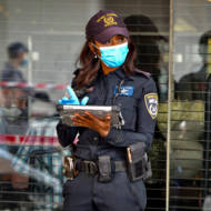 Israeli policewoman during the coronavirus pandemic