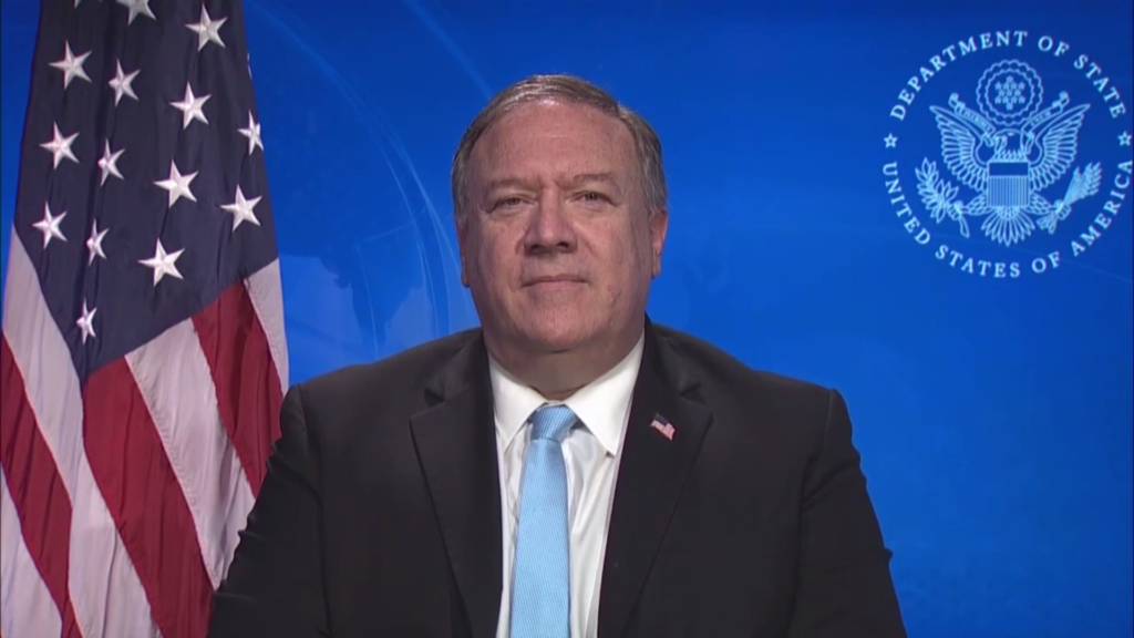 Mike Pompeo addressing the AJC