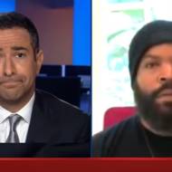 MSNBC's Ari Melber (L) interviews rapper-actor Ice Cube