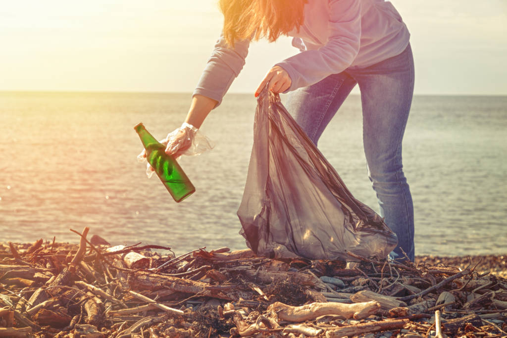 cleaning up beach