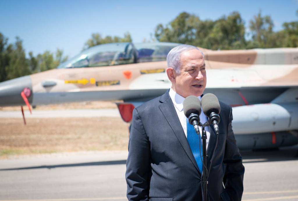 Prime Minister Benjamin Netanyahu at the Hatzor Air Force Base