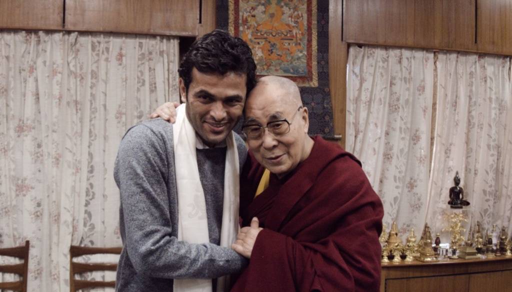 Rami Aman with the Dalai Lama during a visit to Tibet,