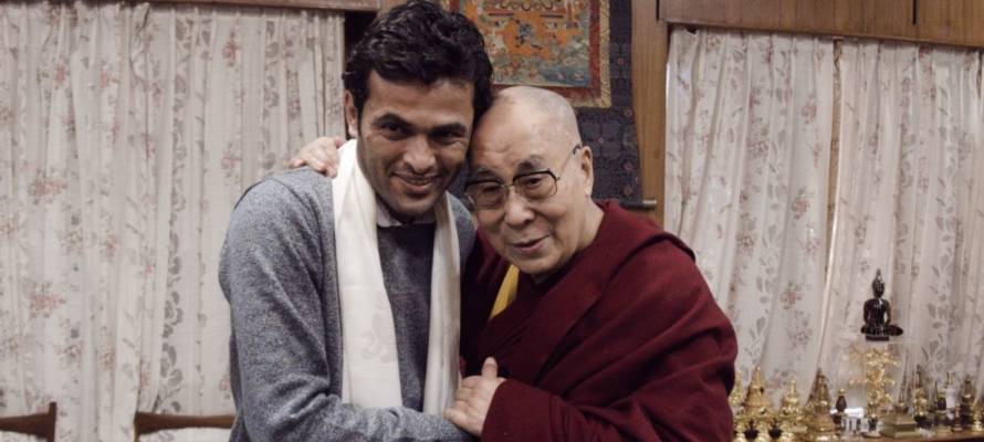 Rami Aman with the Dalai Lama during a visit to Tibet,