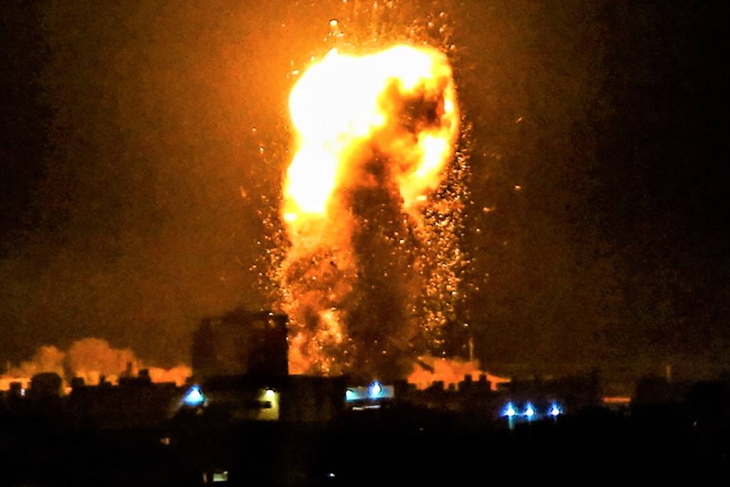 An Israeli airstrike. (illustrative) (Abed Rahim Khatib/Flash90)