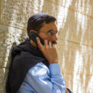 Man on phone in Jerusalem