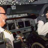Wheelchair pilot for a test flight in an El Al simulator