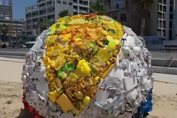 Huge ball of plastic takes over Tel Aviv