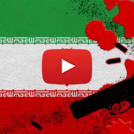 Iran,Flag,And,Black,Firearm,In,Red,Blood.,Concept,For