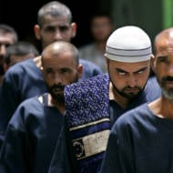 Palestinian prisoners at Hamas prison in Gaza City