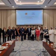 The Israeli and Bahraini delegations during free trade talks in Manama