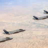 Israeli and American F-35 fighter jets during a joint training exercise