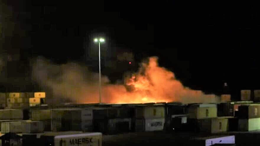 Shipping containers burn