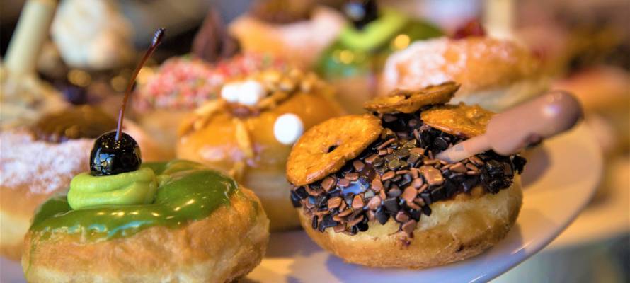 Doughnuts (sofganiyot) on sale in Jerusalem