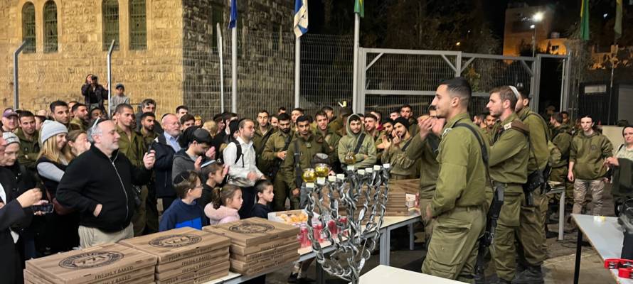 Hebron IDF base chanukah party