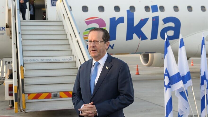 Israeli President Isaac Herzog departs for Bahrain