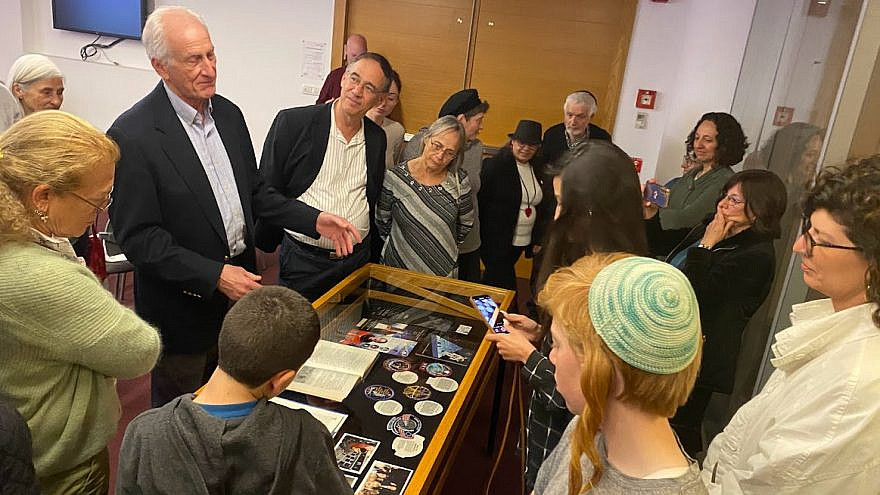 Jewish astronaut Jeff Hoffman presents his archive at the National Library of Israel in Jerusalem on March 23, 2023.