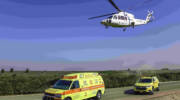 A Hatzolah Air Medivac Helicopter drills with a Magen David Adom ambulance in Israel