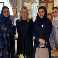 Doves—Women Making Peace CEO Valerie Leiser Greenfield (second from left) and Assistant Minister for Executive Affairs Princess Haifa Al Saud (in blue) in Riyadh