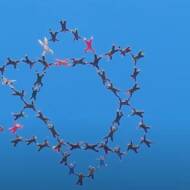Parachutists creating a Star of David in Southern California while skydiving.