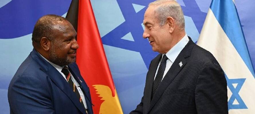 Israeli Prime Minister Benjamin Netanyahu and Papua New Guinea Prime Minister James Marape