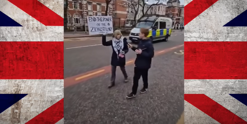 boy and protester