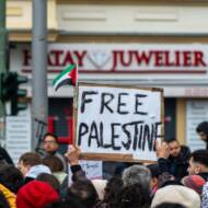 Berlin Germany Dec 31, 2023: A pro-Palestinian demonstration