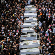 funeral of Druze children hit in Hezbollah rocket attack.