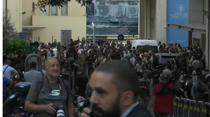 Chaos outside of Beirut hospital following Hezbollah beeper explosion (YouTube screenshot)