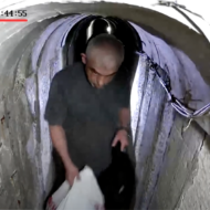 Footage of Yahya Sinwar hiding in tunnels shortly before he was killed, October 2024 (X screenshot)