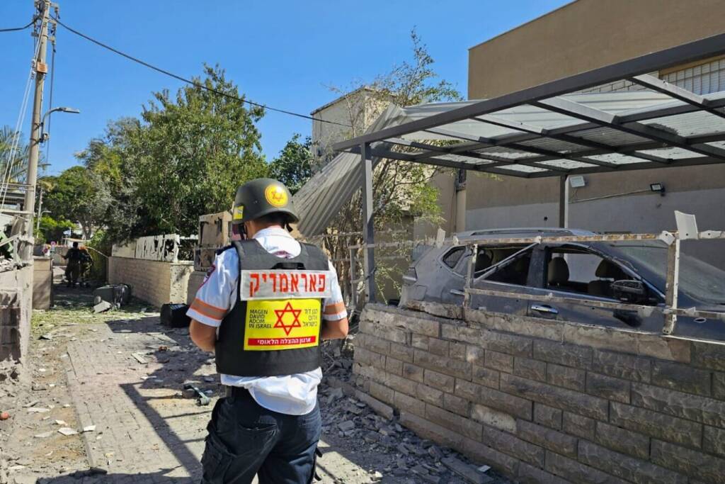 scene of a rocket impact in the Haifa area