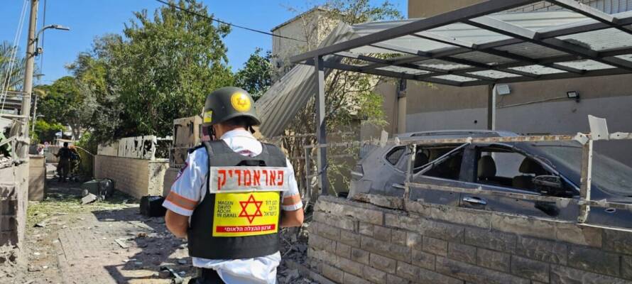 scene of a rocket impact in the Haifa area