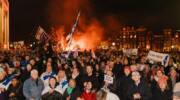 Demonstrators attend a pro-Israel rally in Amsterdam