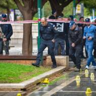 scene of a stabbing attack in Herzliya