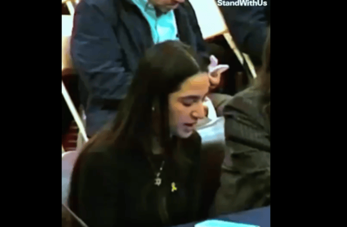 Baruch College student Maya Gavriel testifies about campus antisemitism Nov 2024 (X screenshot)