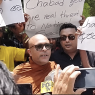 Buddhist monks protest against Chabad house