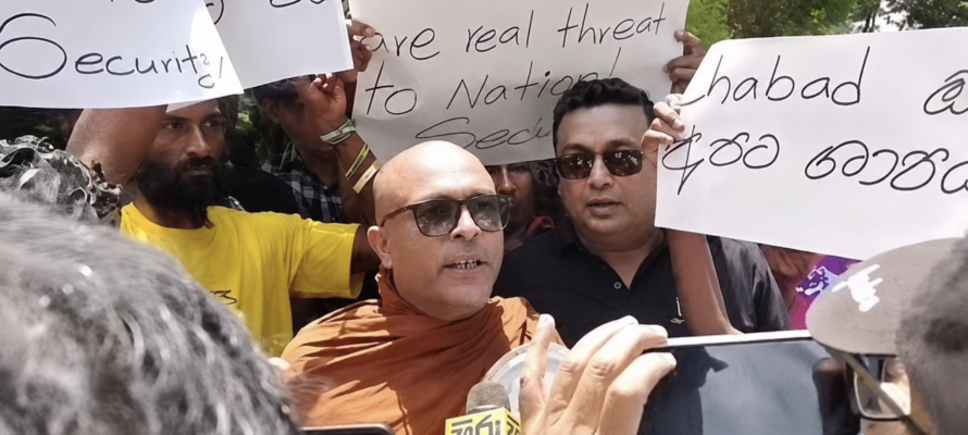 Buddhist monks protest against Chabad house